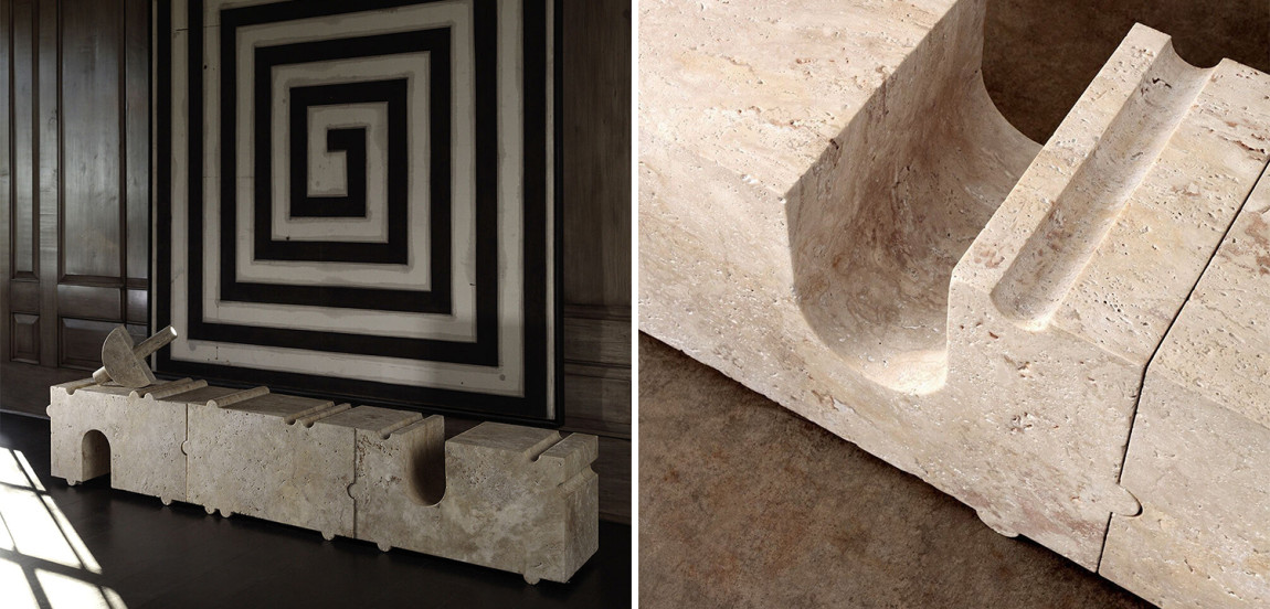 Модульная каменная скамья Hume Modular Stone Bench дизайн Kelly Wearstler