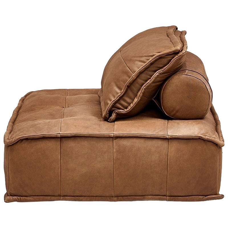Модульное коричневое кожаное кресло Caron Leather Armchair