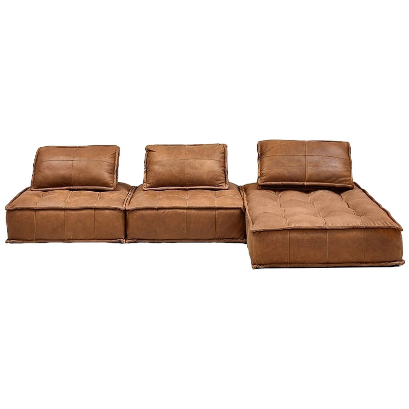 Модульное коричневое кожаное кресло Caron Leather Armchair