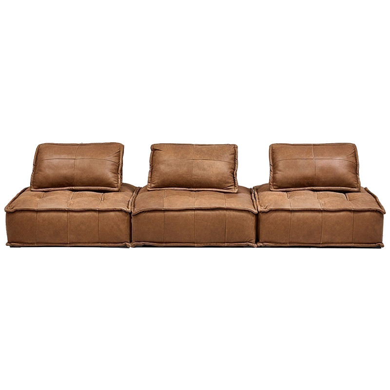 Модульное коричневое кожаное кресло Caron Leather Armchair