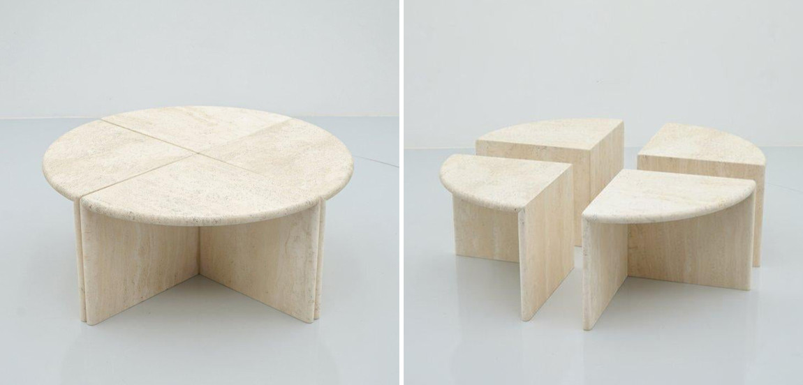 Модульный кофейный стол Set of Four Travertine Side or Coffee Tables