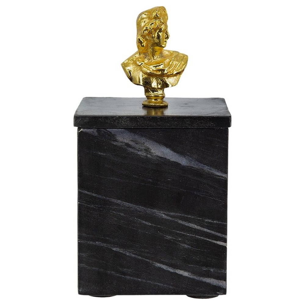 Мраморная шкатулка с бюстом из металла KELLY WEARSTLER