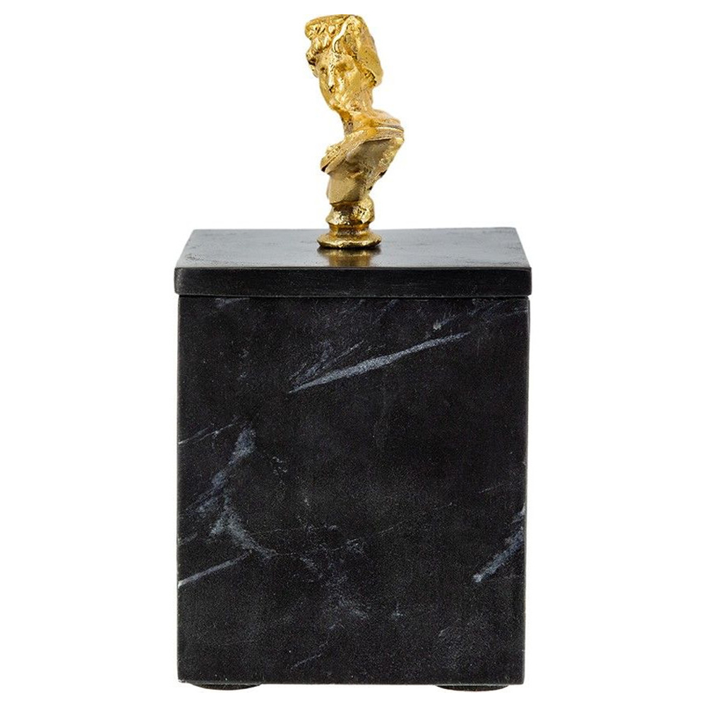 Мраморная шкатулка с бюстом из металла KELLY WEARSTLER