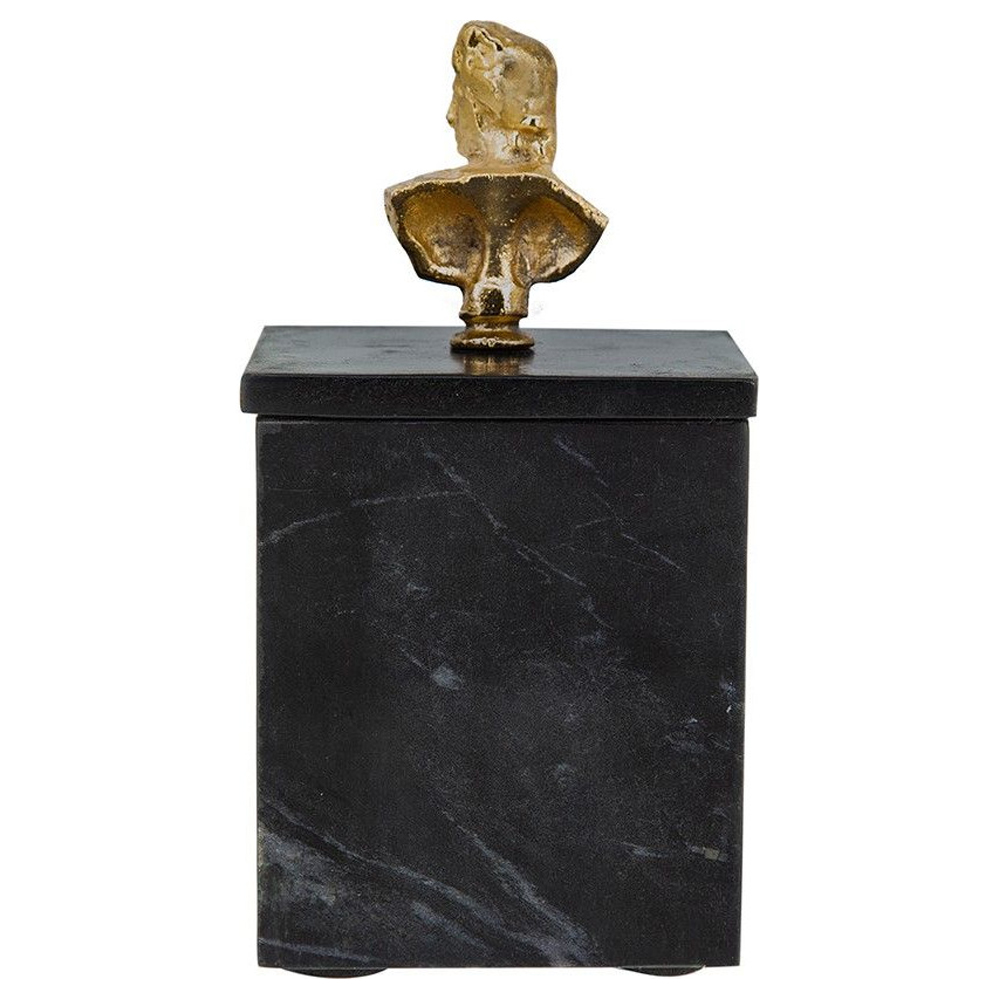 Мраморная шкатулка с бюстом из металла KELLY WEARSTLER