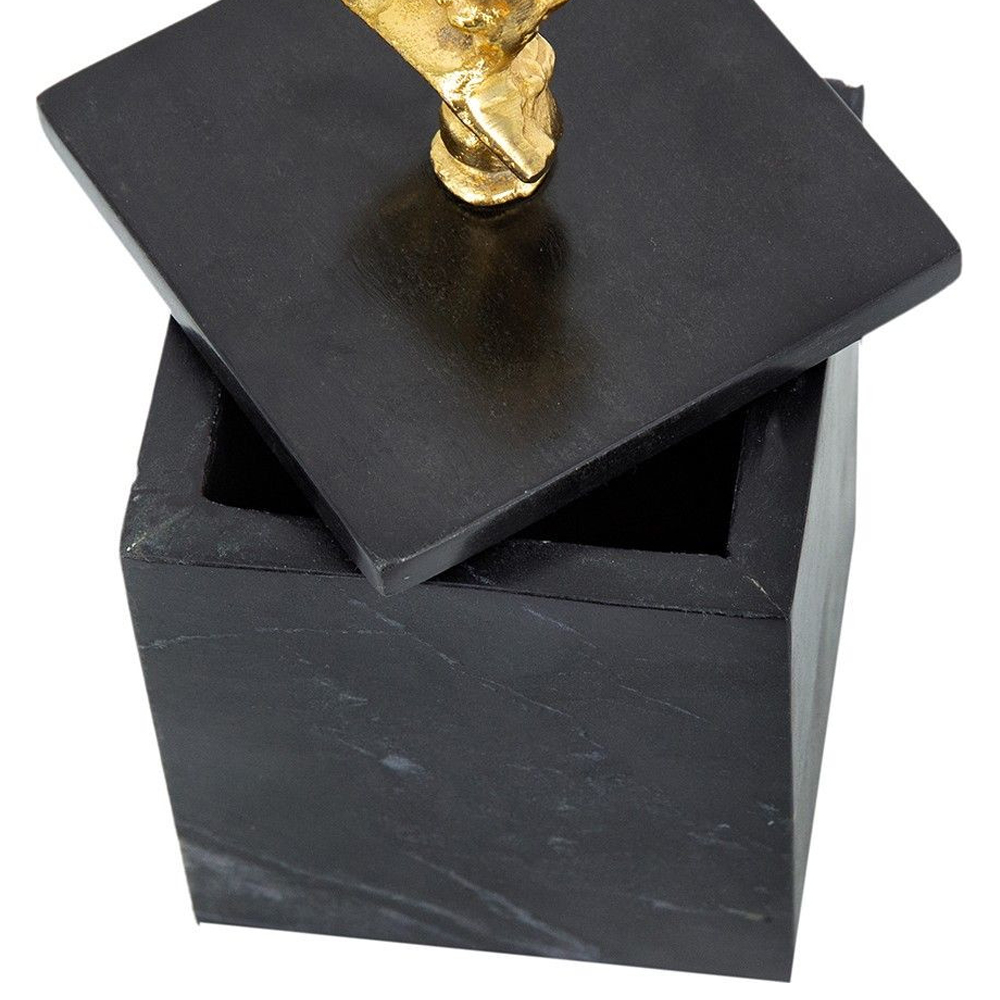 Мраморная шкатулка с бюстом из металла KELLY WEARSTLER