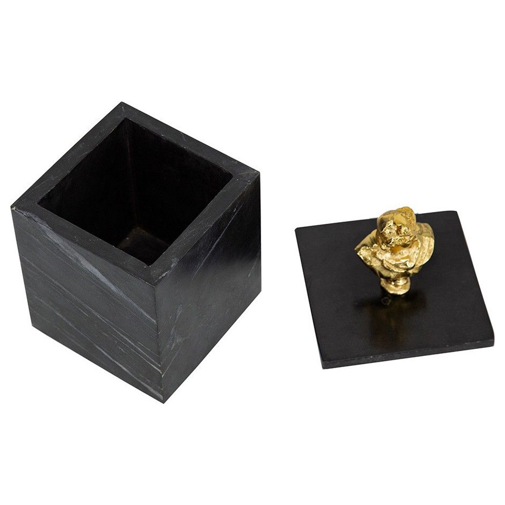 Мраморная шкатулка с бюстом из металла KELLY WEARSTLER