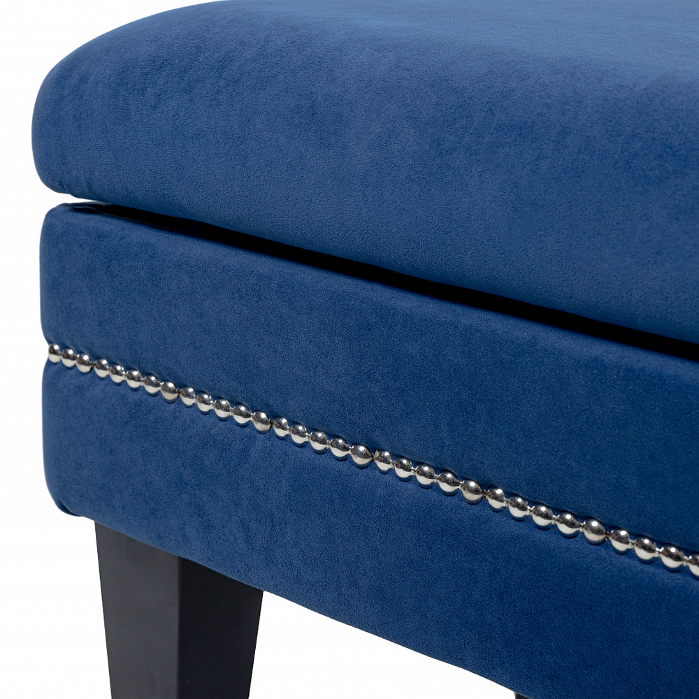 Мягкая банкетка на черных ножках с зоной для хранения Casket Blue