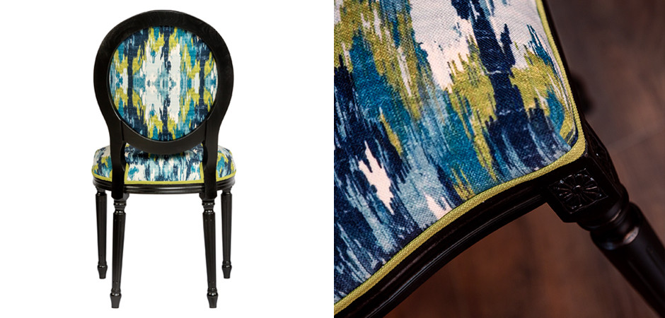 Мягкий стул с сине-зеленым узором Ikat Pattern
