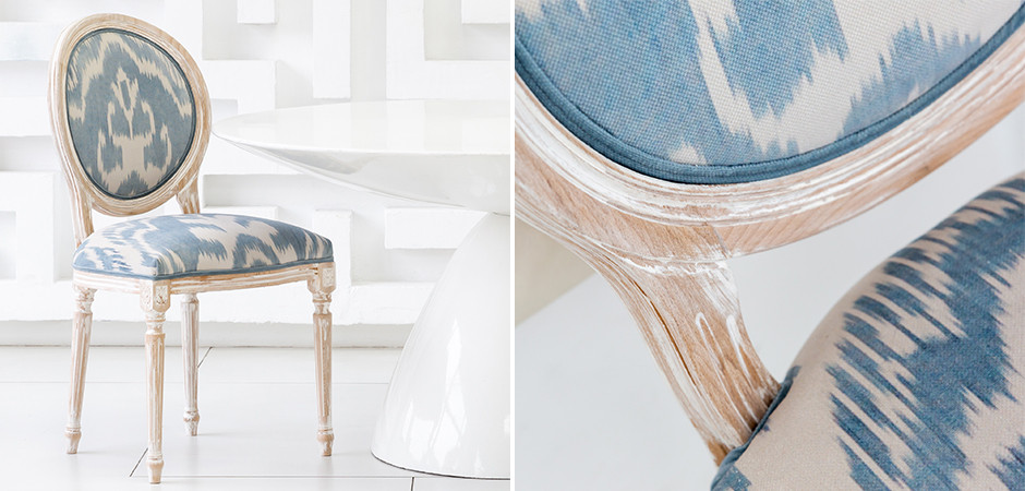 Мягкий стул со светло-голубым узором Ikat Pattern