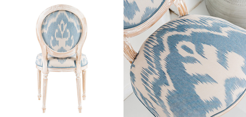 Мягкий стул со светло-голубым узором Ikat Pattern