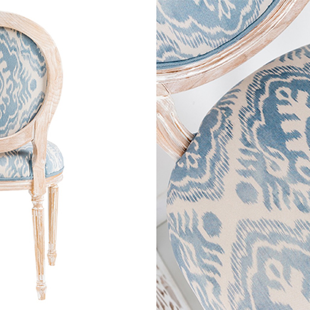 Мягкий стул со светло-голубым узором Ikat Pattern 2