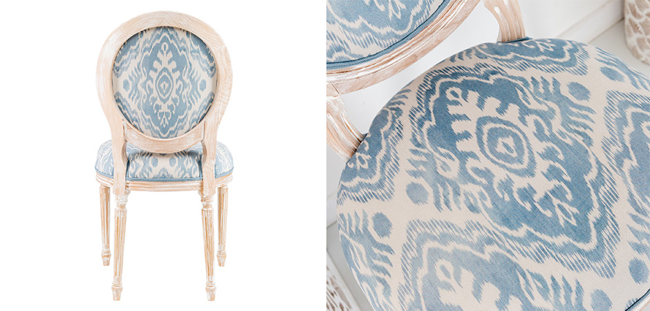 Мягкий стул со светло-голубым узором Ikat Pattern 2