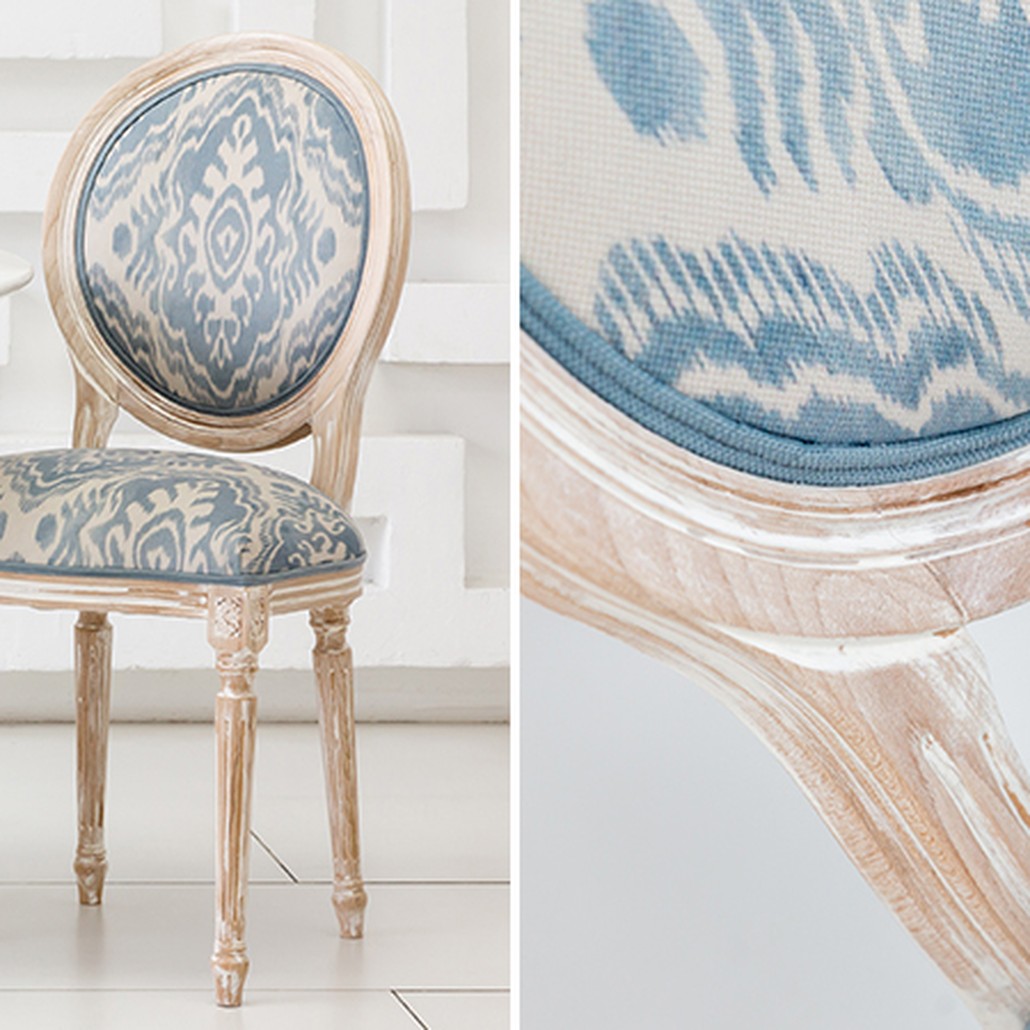 Мягкий стул со светло-голубым узором Ikat Pattern 2