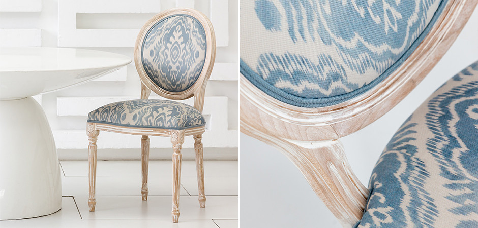 Мягкий стул со светло-голубым узором Ikat Pattern 2