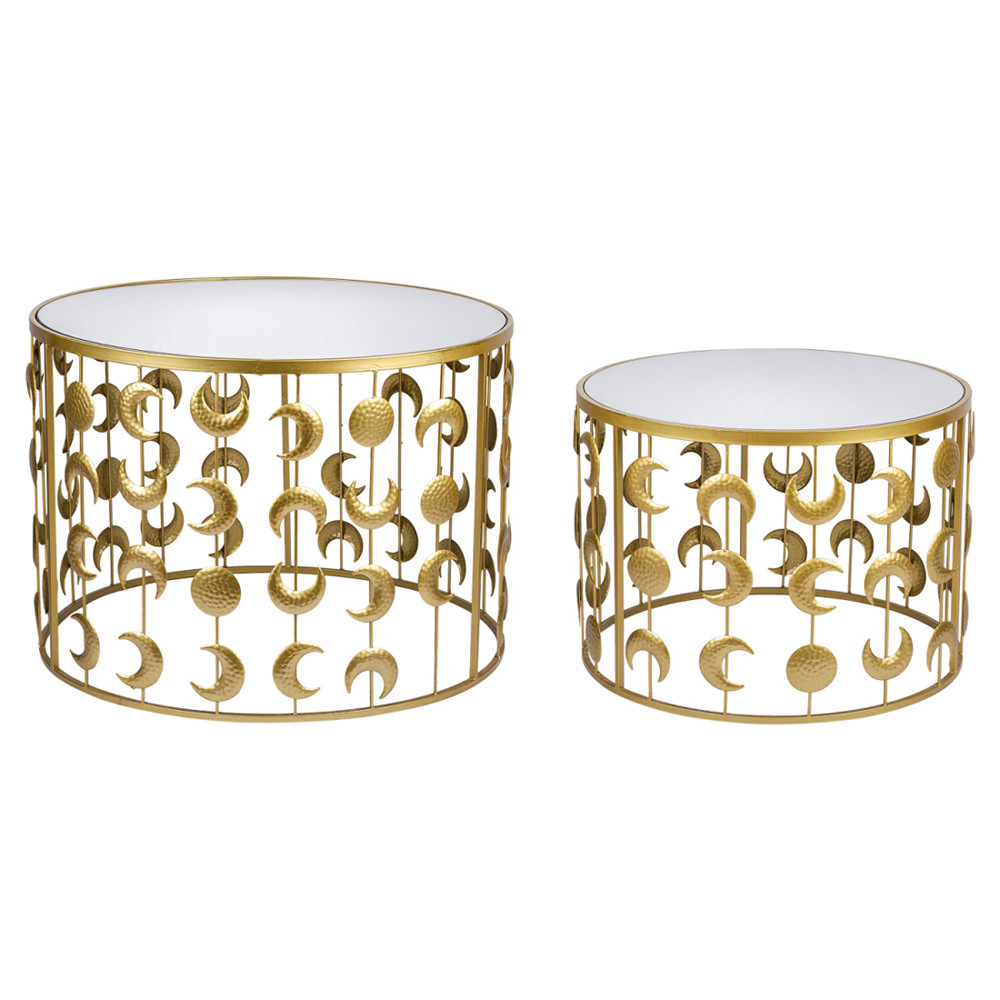 Набор из двух столов из металла Brass Symphony Moon