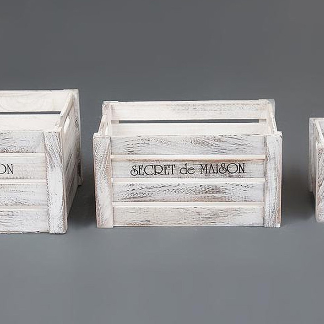 Набор из трёх ящиков Set of three antique white boxes