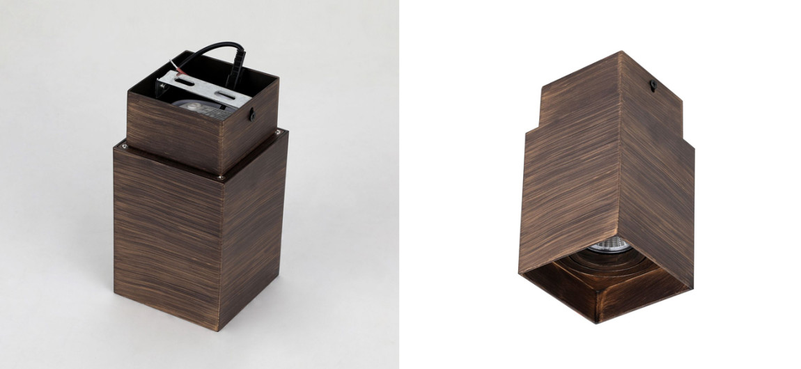 Накладной спот коричневого цвета с патиной Locky