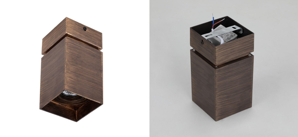 Накладной спот коричневого цвета с патиной Locky 2