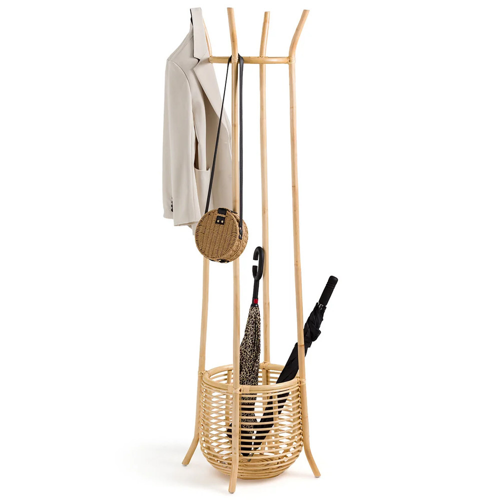 Напольная вешалка с корзиной из ротанга Trina Wicker Floor Hanger