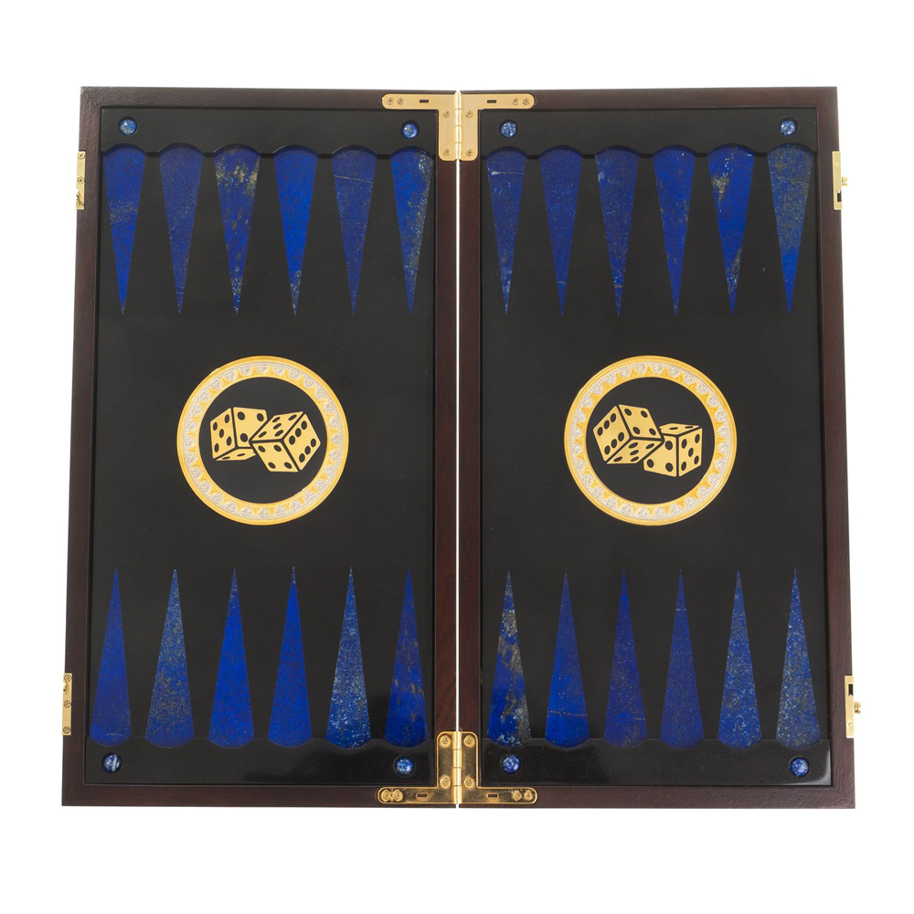Нарды настольные из натурального камня лазурит и долерит Backgammon from Stone