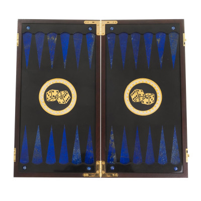 Нарды настольные из натурального камня лазурит и долерит Backgammon from Stone