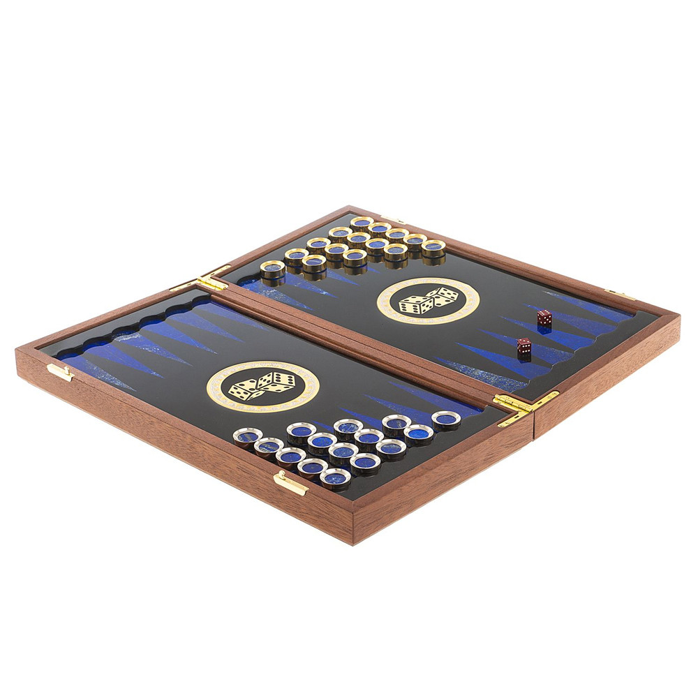 Нарды настольные из натурального камня лазурит и долерит Backgammon from Stone
