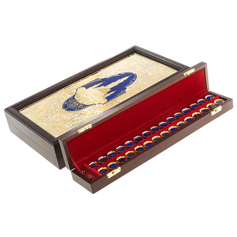 Нарды настольные из натурального камня лазурит и долерит Backgammon from Stone