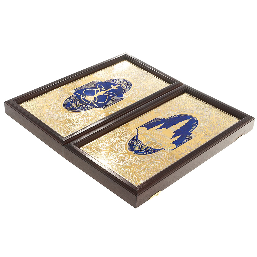 Нарды настольные из натурального камня лазурит и долерит Backgammon from Stone