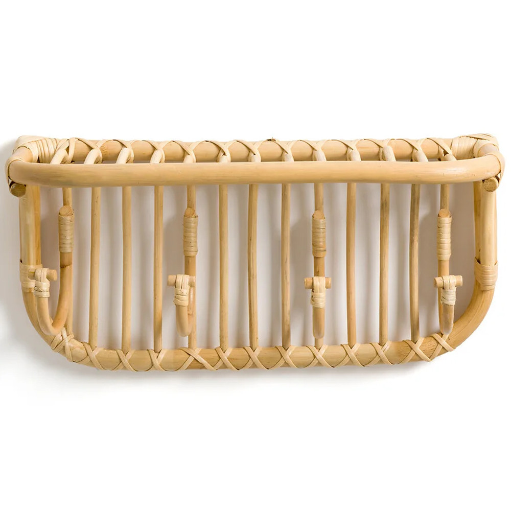 Настенная вешалка из ротанга с полкой Willa Wall Shelf Hanger