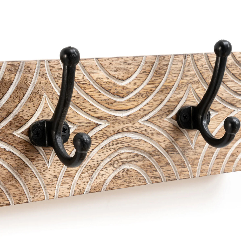 Настенная вешалка с крючками из дерева манго Eda Mango Wood Hanger