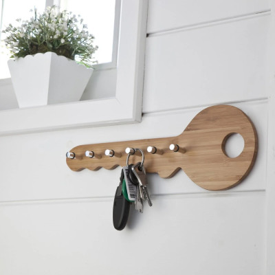 Настенная деревянная вешалка ключница в виде ключа Wooden Key Key Holder