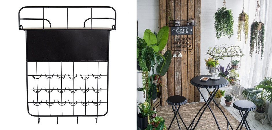 Настенная полка с крючками Coffee Bar