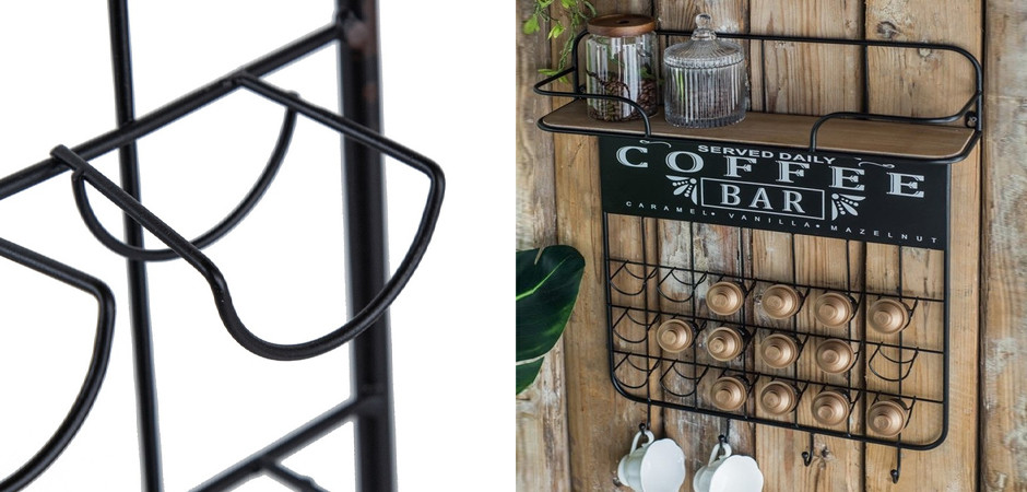 Настенная полка с крючками Coffee Bar