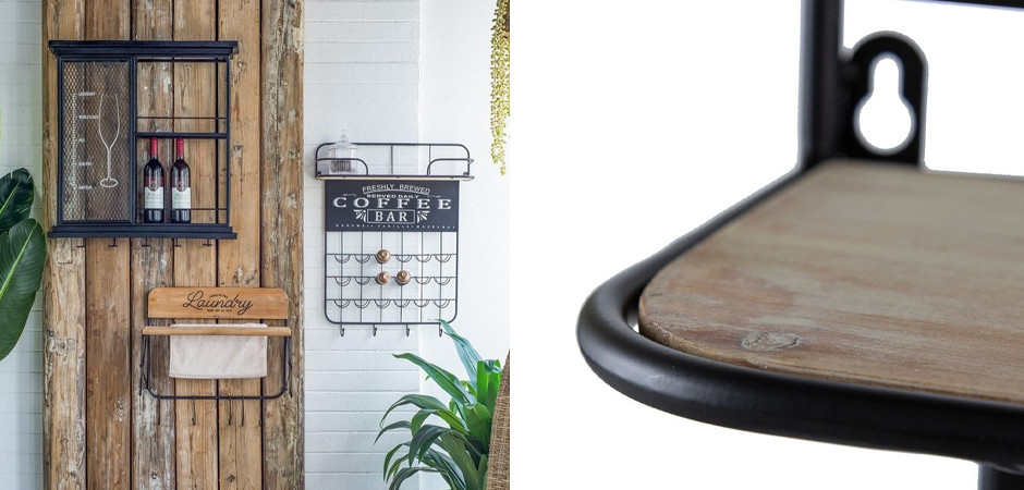 Настенная полка с крючками Coffee Bar