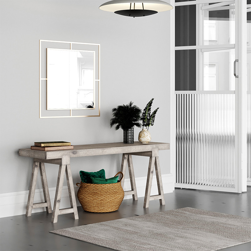 Настенное зеркало квадратной формы в металлической раме золотого цвета CORNER MIRROR GOLD