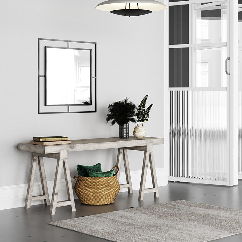 Настенное зеркало квадратной формы в черной металлической раме CORNER MIRROR BLACK