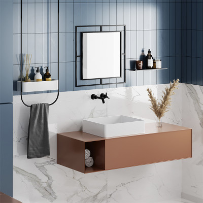 Настенное зеркало квадратной формы в черной металлической раме CORNER MIRROR BLACK