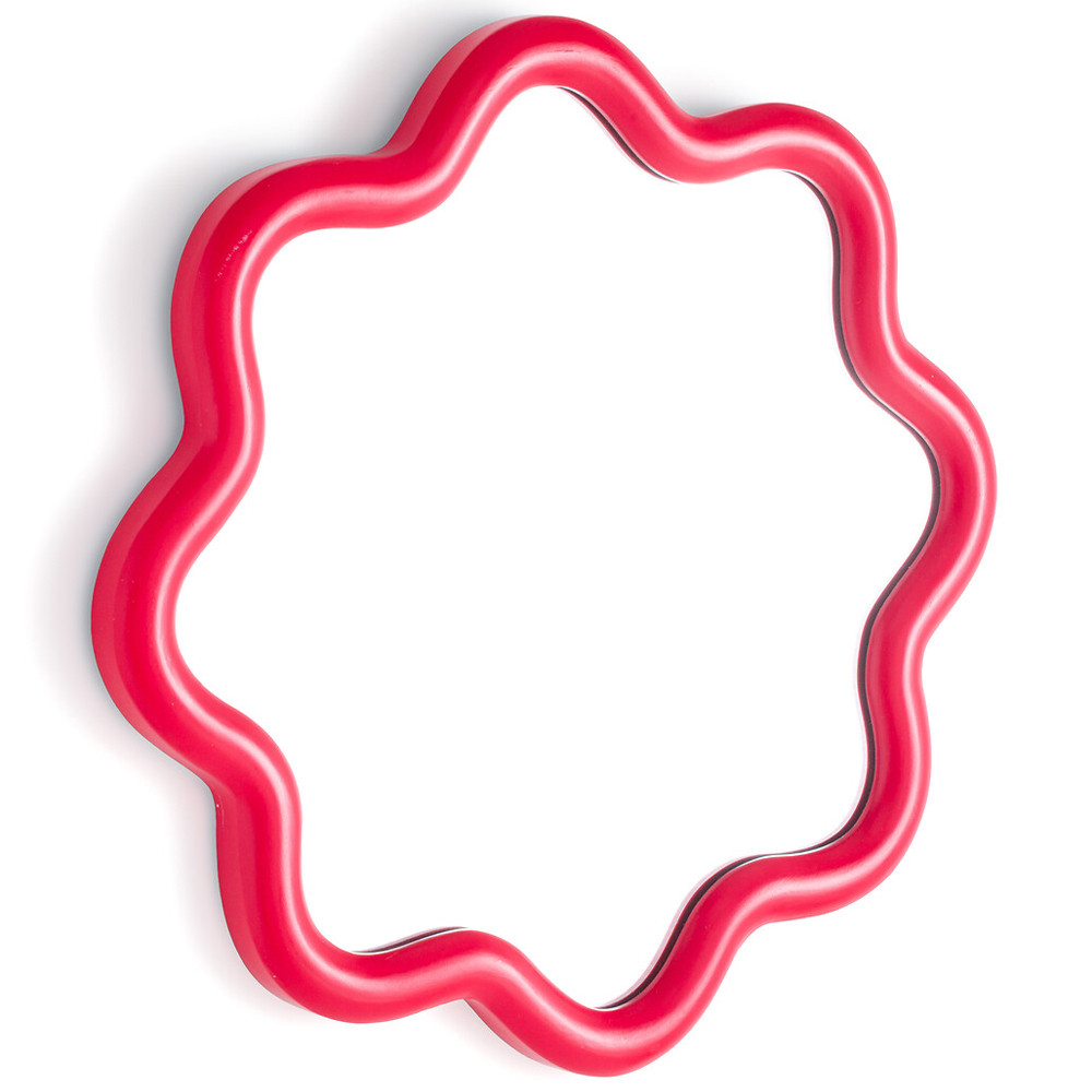 Настенное зеркало с волнистой рамой Mune Mirror Red