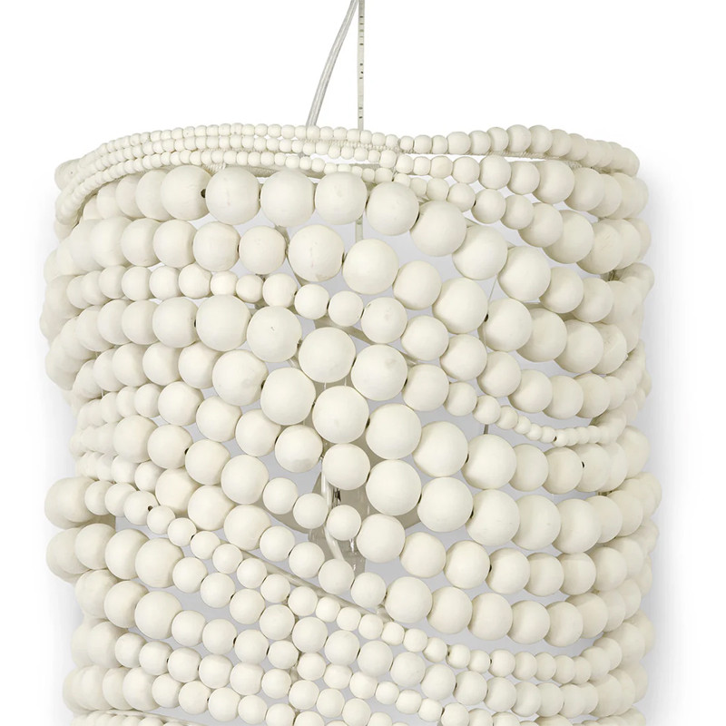 Настенный бра декорированный деревянными белыми круглыми бусинами White Wooden Beads Wall Lamp