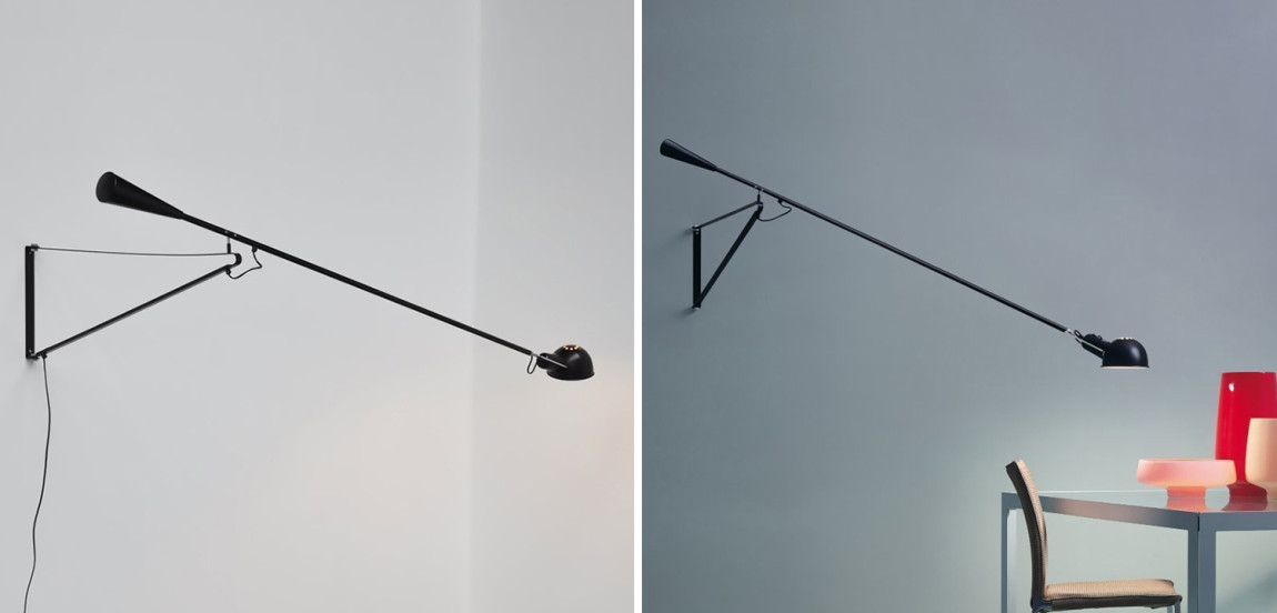 Настенный светильник FLOS Mod 265 Wall Lamp Black by Paolo Rizzatto 135 см