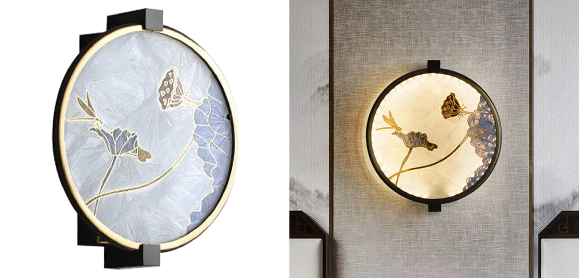 Настенный светильник Lotus Flowers and Dragonfly Round Wall Lamp