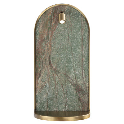 Настенный светильник зеленого цвета с бронзовой рамкой овальной формы с полкой Herbarium