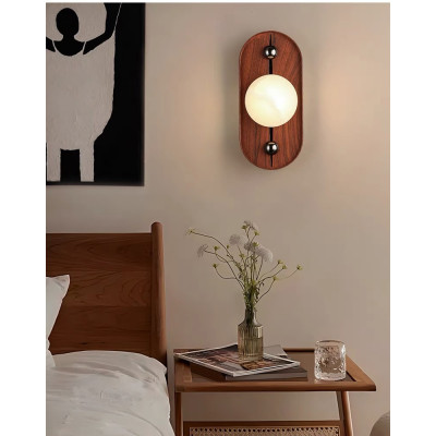 Настенный светильник овальный с деревянным основанием Wood Wall Lamp