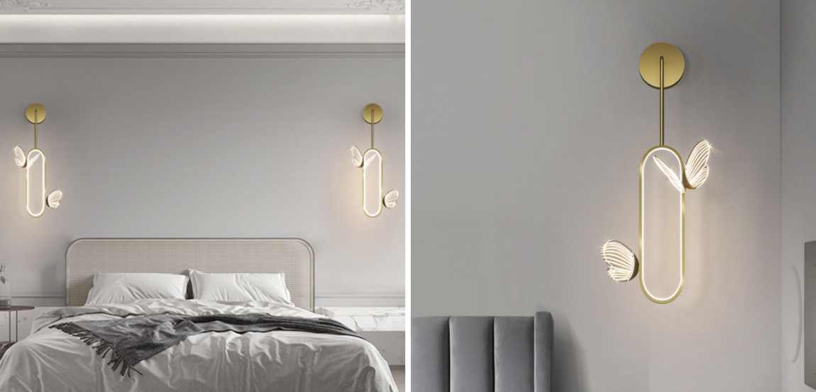 Настенный светильник с декоративными светящимися бабочками  Butterfly Double  F