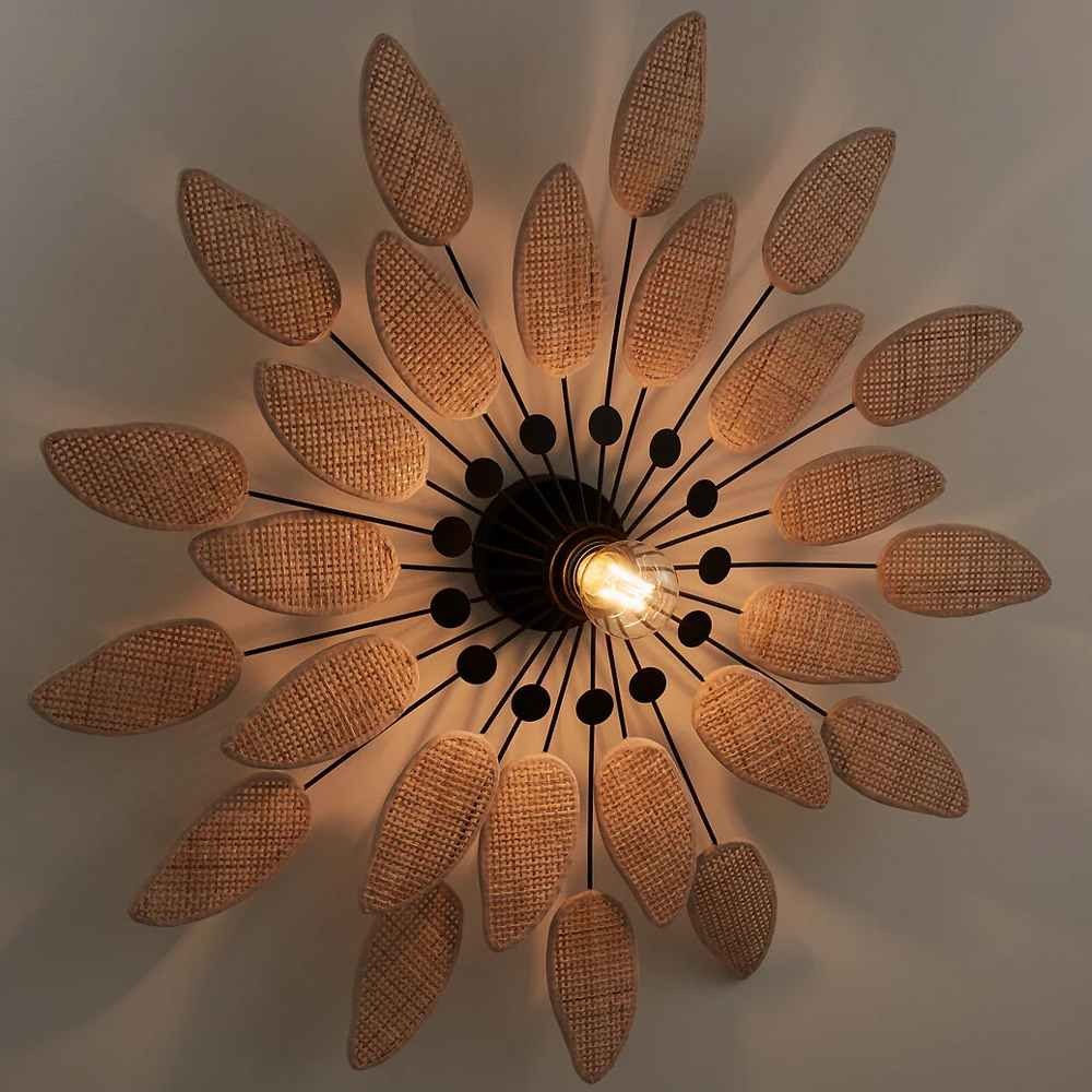 Настенный светильник с плетеным декором Wicker Leaves Wall Lamp