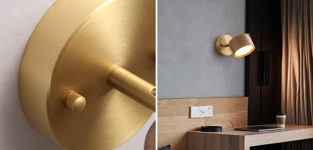 Настенный светодиодный светильник-спот с цилиндрическим плафоном из дерева BERNY