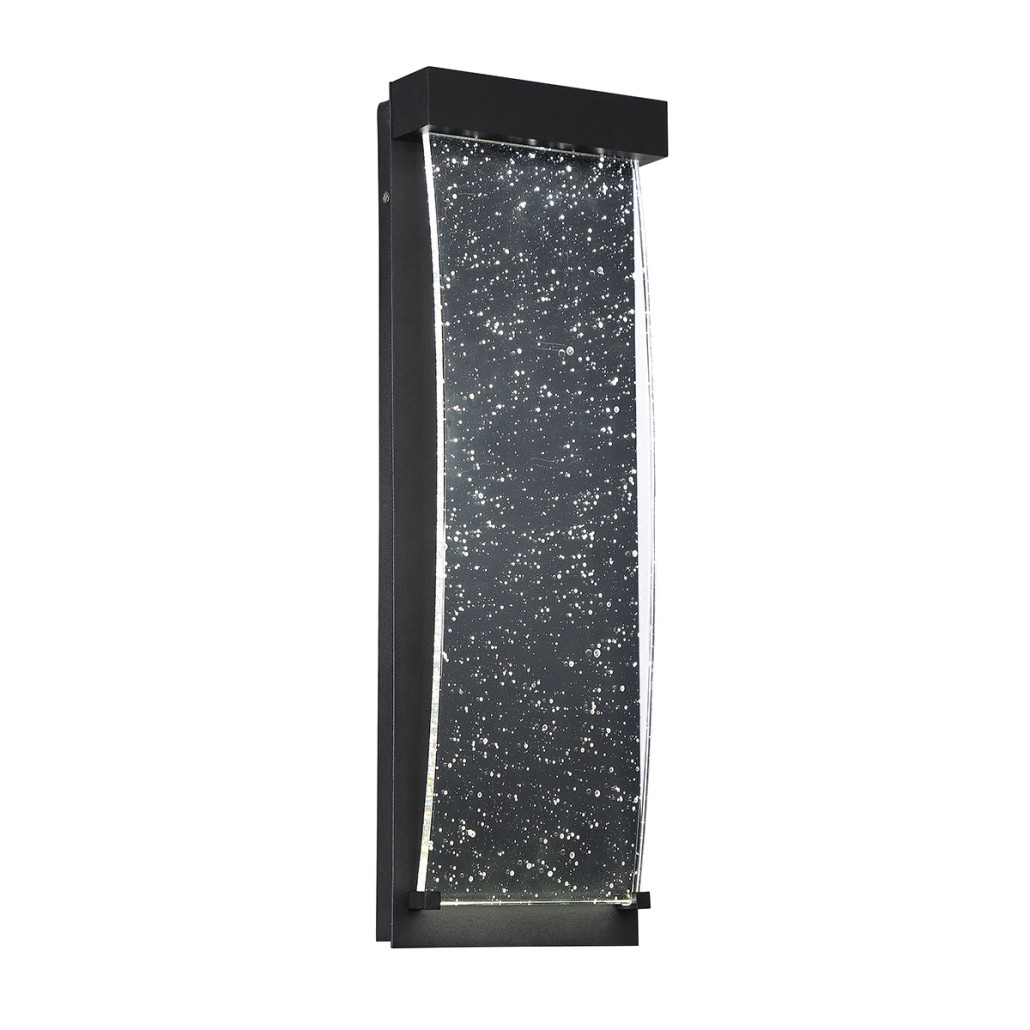 Настенный фонарь уличный прямоугольный черного цвета со стеклом с пузырьками Eurofase