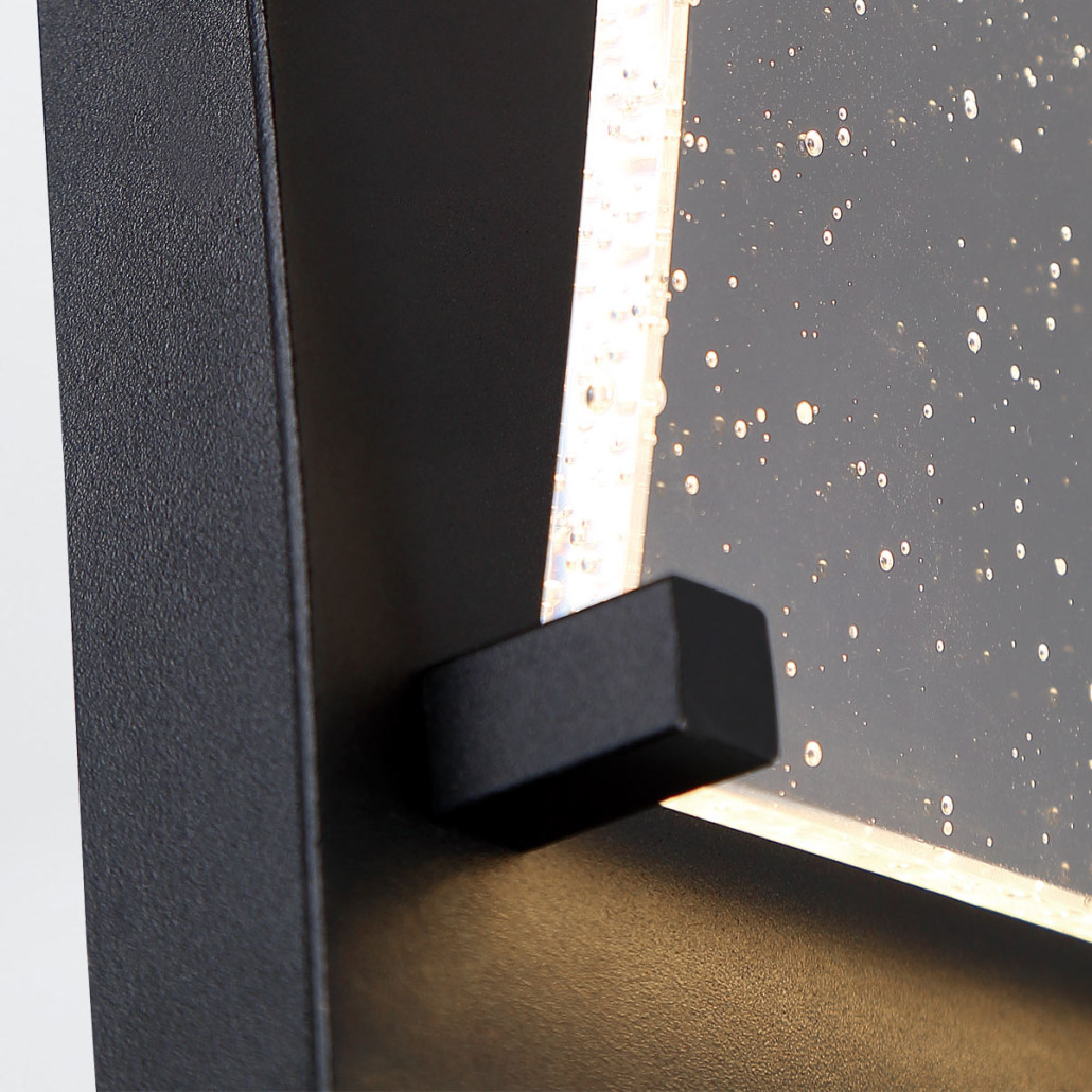 Настенный фонарь уличный прямоугольный черного цвета со стеклом с пузырьками Eurofase