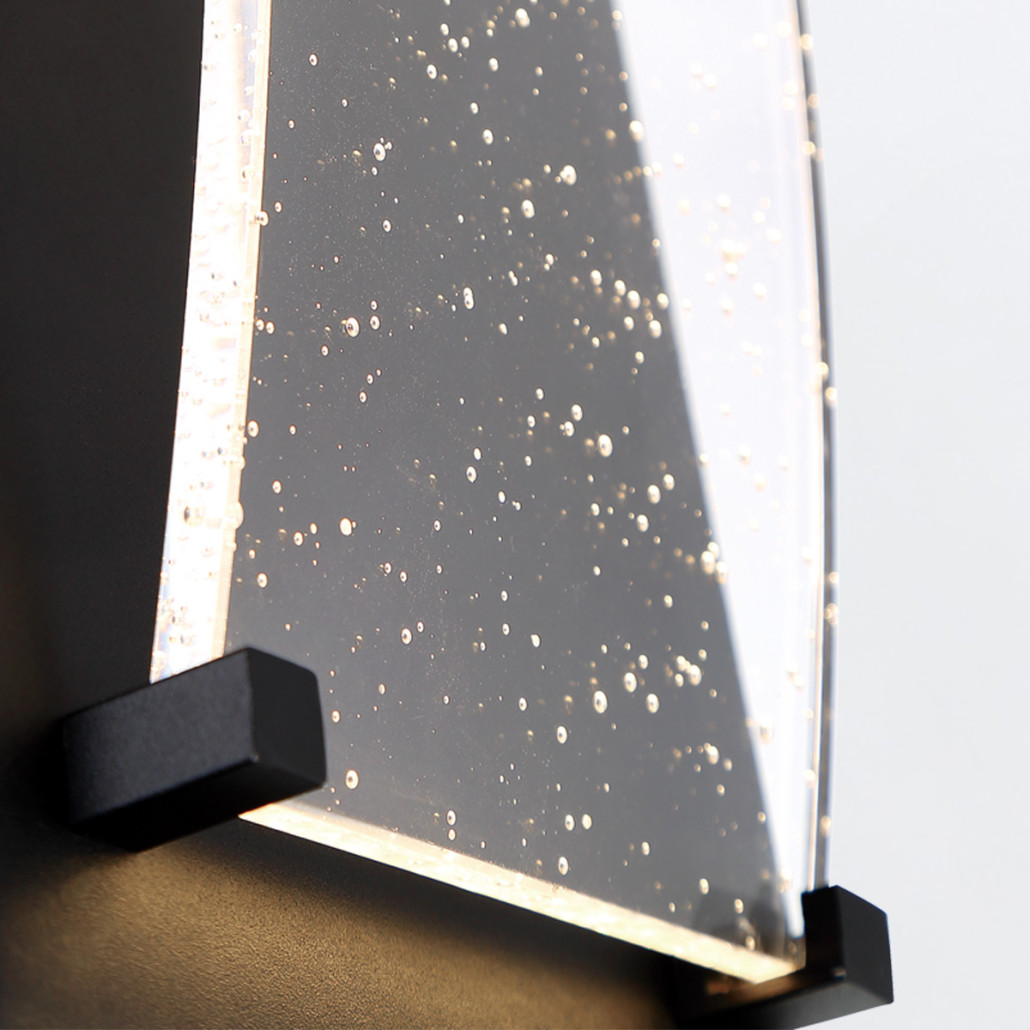 Настенный фонарь уличный прямоугольный черного цвета со стеклом с пузырьками Eurofase