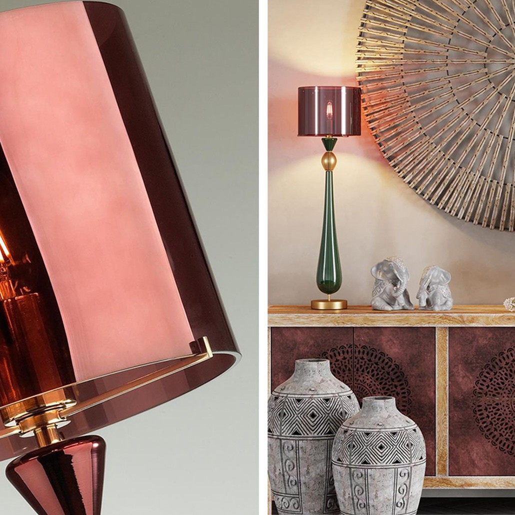 Настольная лампа Roser Burgundy Green Table Lamp